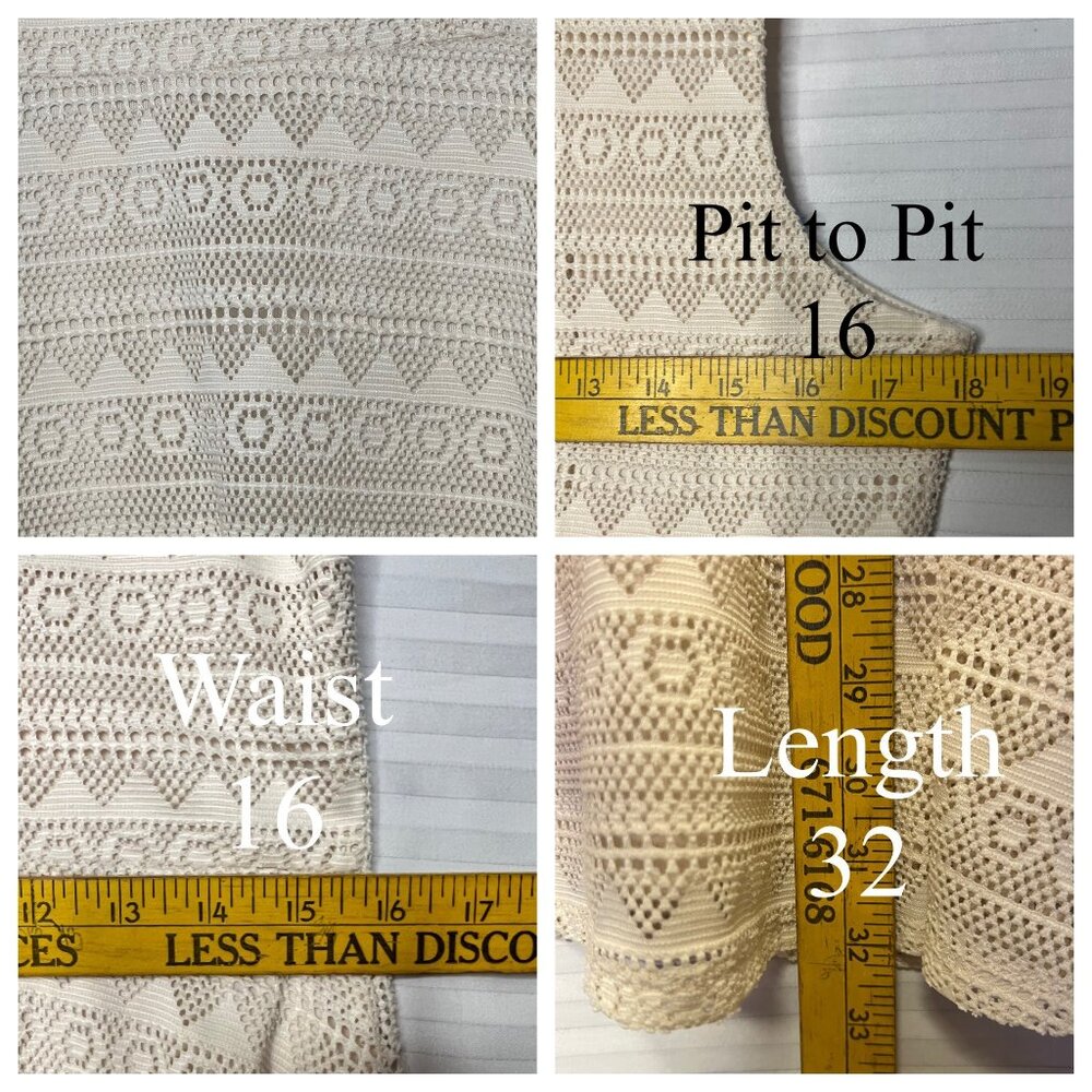 Papaya Size L Sleeveless Ivory Crochet Fit & Flare Dress Back Zipper Closure - Picture 12 of 16